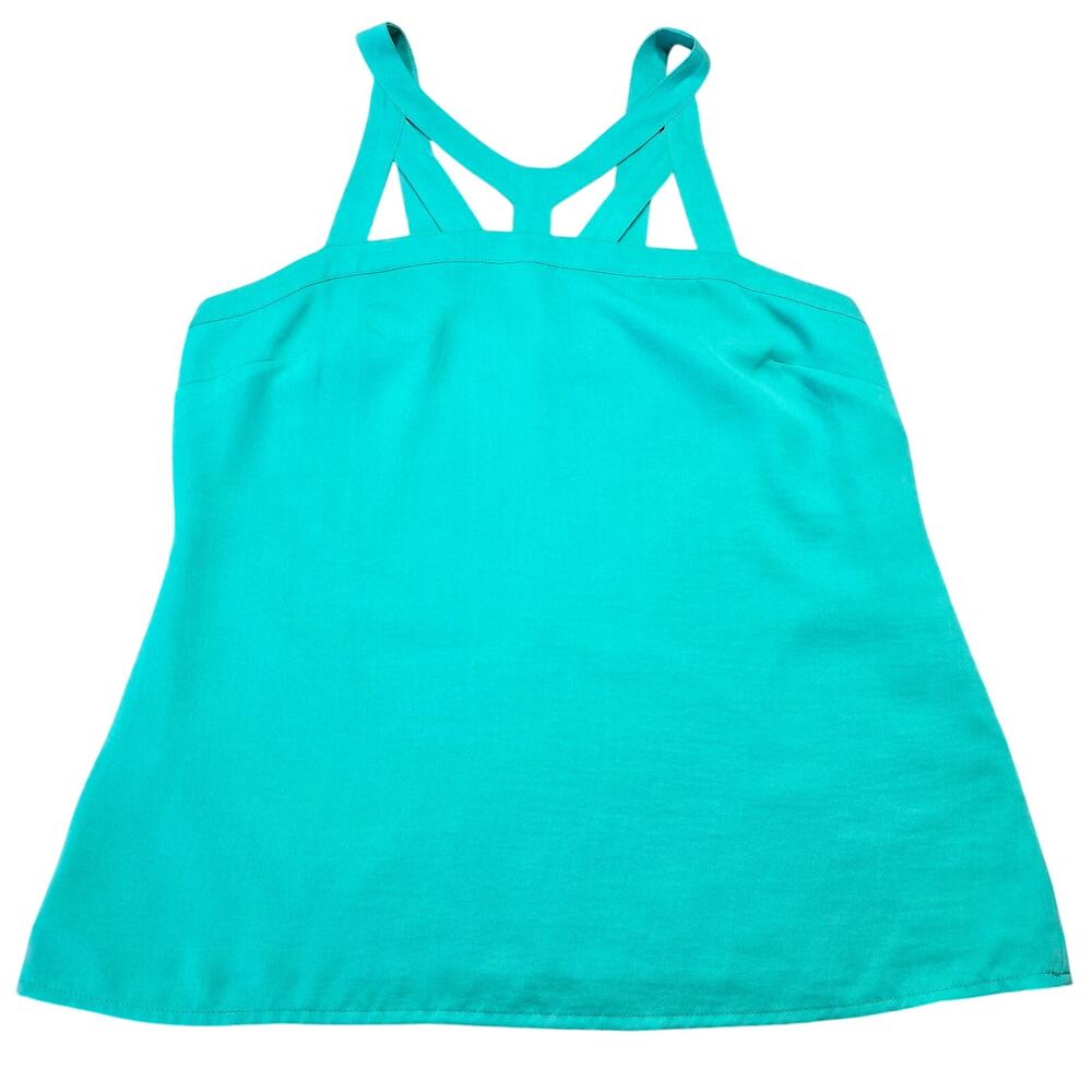 Banana Republic Green Tank Sleeveless Shirt Cutout V-Neck Zip Women's Size 8 Top